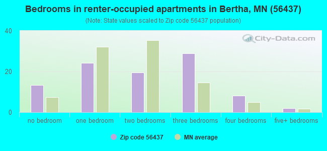 Bedrooms in renter-occupied apartments in Bertha, MN (56437) 