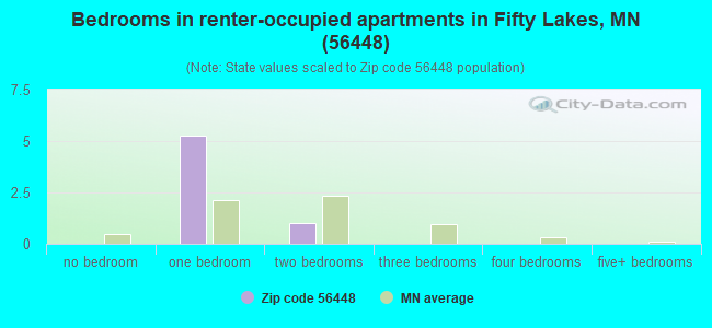 Bedrooms in renter-occupied apartments in Fifty Lakes, MN (56448) 
