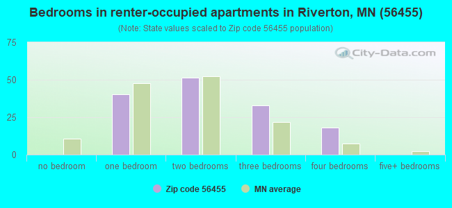 Bedrooms in renter-occupied apartments in Riverton, MN (56455) 
