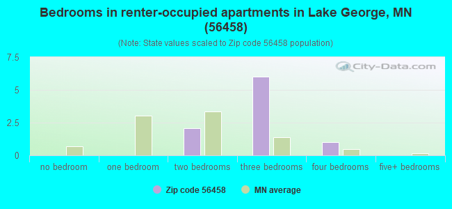 Bedrooms in renter-occupied apartments in Lake George, MN (56458) 