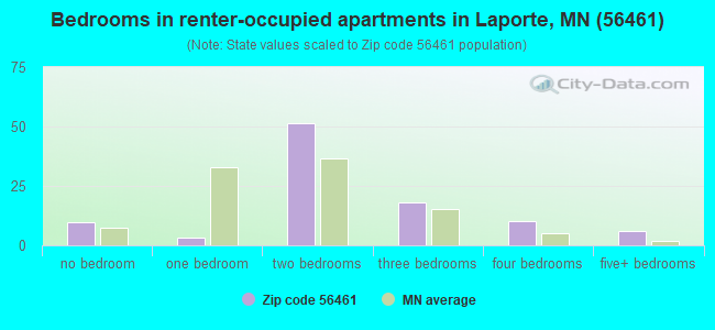 Bedrooms in renter-occupied apartments in Laporte, MN (56461) 