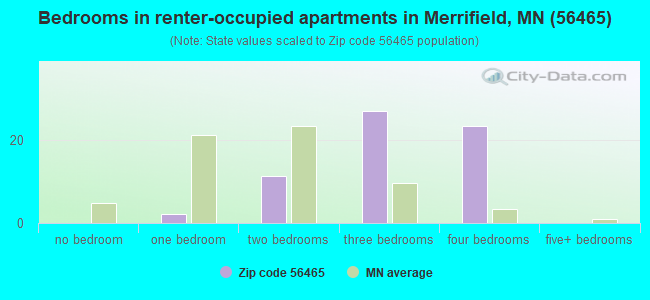 Bedrooms in renter-occupied apartments in Merrifield, MN (56465) 
