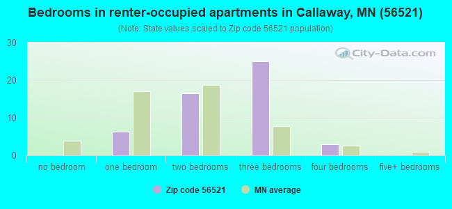 Bedrooms in renter-occupied apartments in Callaway, MN (56521) 