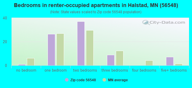 Bedrooms in renter-occupied apartments in Halstad, MN (56548) 