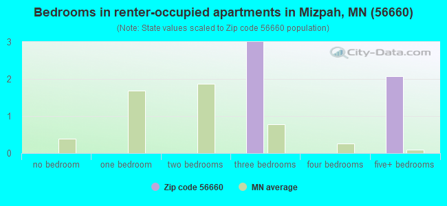 Bedrooms in renter-occupied apartments in Mizpah, MN (56660) 