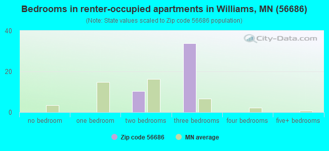 Bedrooms in renter-occupied apartments in Williams, MN (56686) 