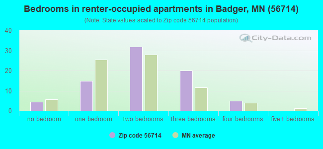 Bedrooms in renter-occupied apartments in Badger, MN (56714) 