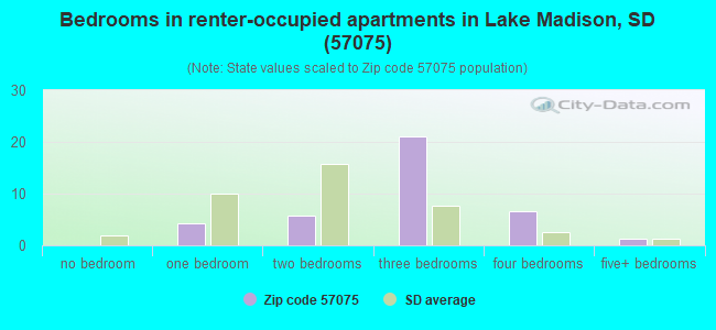 Bedrooms in renter-occupied apartments in Lake Madison, SD (57075) 