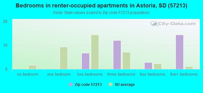 Bedrooms in renter-occupied apartments in Astoria, SD (57213) 