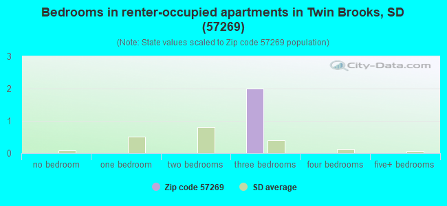 Bedrooms in renter-occupied apartments in Twin Brooks, SD (57269) 