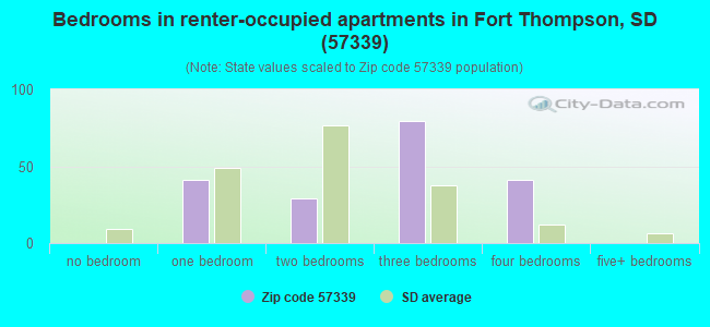 Bedrooms in renter-occupied apartments in Fort Thompson, SD (57339) 