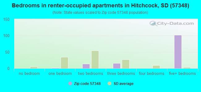 Bedrooms in renter-occupied apartments in Hitchcock, SD (57348) 