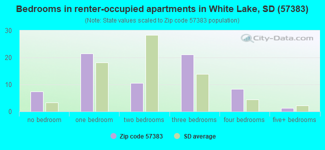 Bedrooms in renter-occupied apartments in White Lake, SD (57383) 