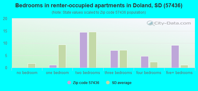 Bedrooms in renter-occupied apartments in Doland, SD (57436) 