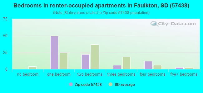 Bedrooms in renter-occupied apartments in Faulkton, SD (57438) 