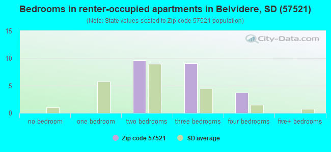Bedrooms in renter-occupied apartments in Belvidere, SD (57521) 