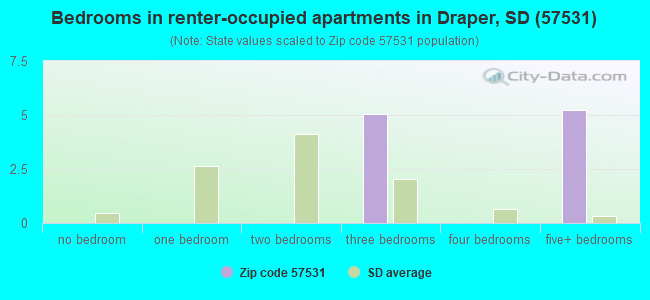 Bedrooms in renter-occupied apartments in Draper, SD (57531) 