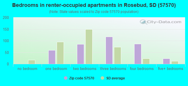 Bedrooms in renter-occupied apartments in Rosebud, SD (57570) 