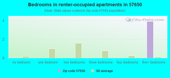 Bedrooms in renter-occupied apartments in 57650 