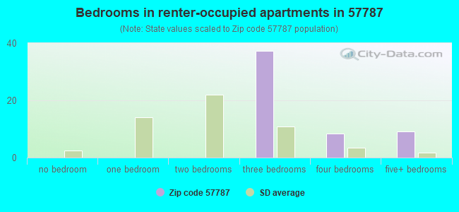 Bedrooms in renter-occupied apartments in 57787 