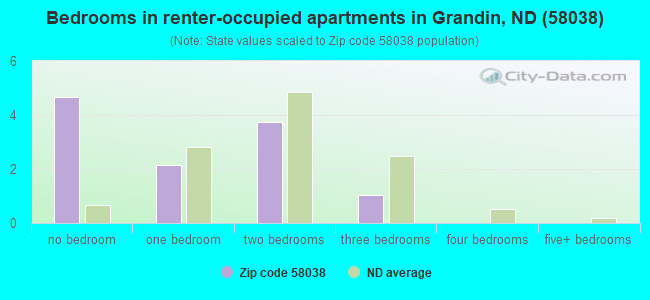 Bedrooms in renter-occupied apartments in Grandin, ND (58038) 