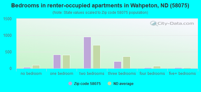 Bedrooms in renter-occupied apartments in Wahpeton, ND (58075) 