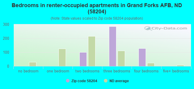 Bedrooms in renter-occupied apartments in Grand Forks AFB, ND (58204) 