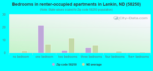 Bedrooms in renter-occupied apartments in Lankin, ND (58250) 