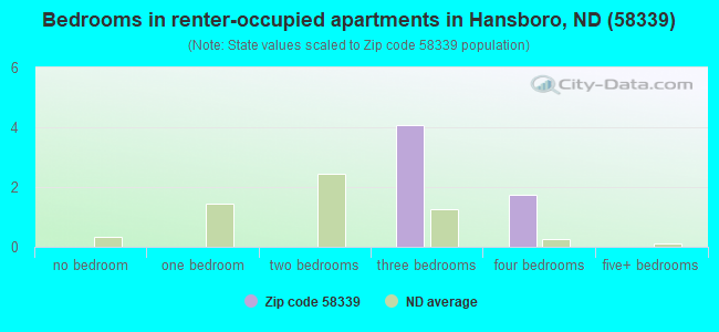 Bedrooms in renter-occupied apartments in Hansboro, ND (58339) 