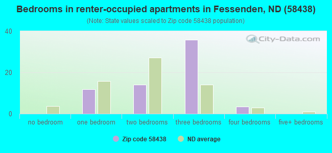 Bedrooms in renter-occupied apartments in Fessenden, ND (58438) 