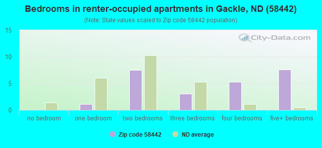 Bedrooms in renter-occupied apartments in Gackle, ND (58442) 