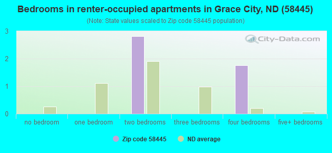 Bedrooms in renter-occupied apartments in Grace City, ND (58445) 