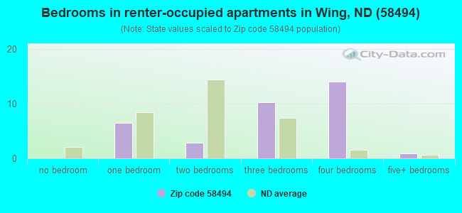 Bedrooms in renter-occupied apartments in Wing, ND (58494) 