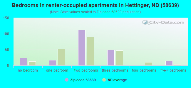 Bedrooms in renter-occupied apartments in Hettinger, ND (58639) 