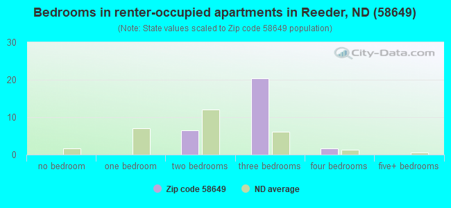 Bedrooms in renter-occupied apartments in Reeder, ND (58649) 