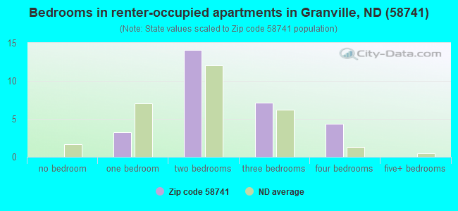 Bedrooms in renter-occupied apartments in Granville, ND (58741) 