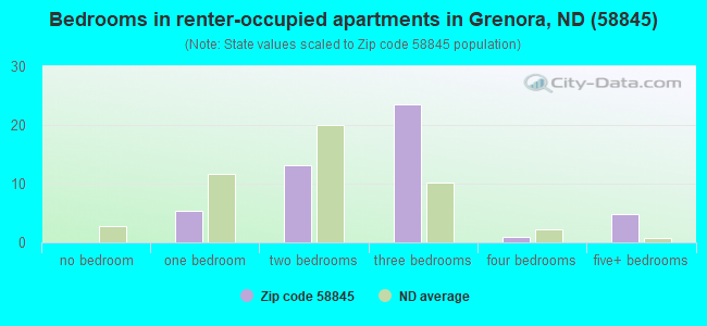Bedrooms in renter-occupied apartments in Grenora, ND (58845) 