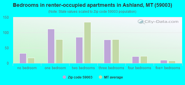 Bedrooms in renter-occupied apartments in Ashland, MT (59003) 