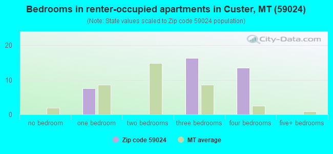 Bedrooms in renter-occupied apartments in Custer, MT (59024) 