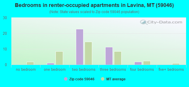 Bedrooms in renter-occupied apartments in Lavina, MT (59046) 