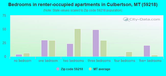 Bedrooms in renter-occupied apartments in Culbertson, MT (59218) 