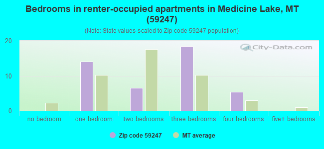 Bedrooms in renter-occupied apartments in Medicine Lake, MT (59247) 