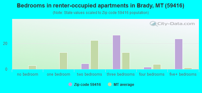 Bedrooms in renter-occupied apartments in Brady, MT (59416) 