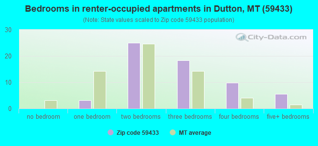 Bedrooms in renter-occupied apartments in Dutton, MT (59433) 