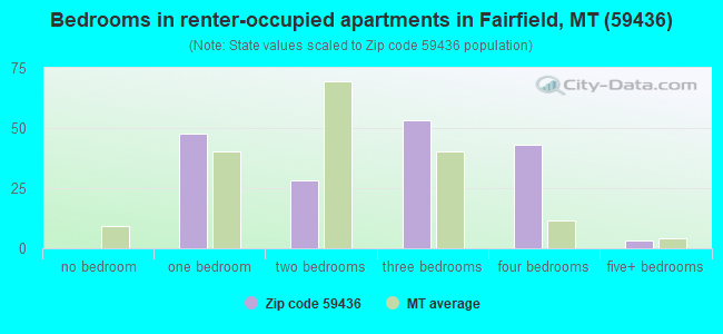 Bedrooms in renter-occupied apartments in Fairfield, MT (59436) 