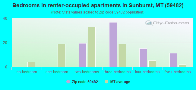 Bedrooms in renter-occupied apartments in Sunburst, MT (59482) 