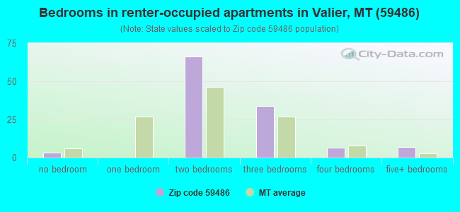 Bedrooms in renter-occupied apartments in Valier, MT (59486) 
