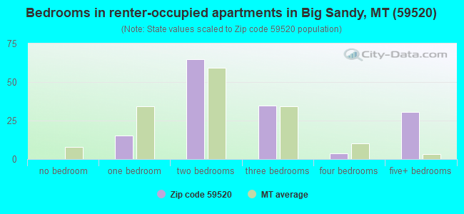 Bedrooms in renter-occupied apartments in Big Sandy, MT (59520) 