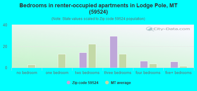 Bedrooms in renter-occupied apartments in Lodge Pole, MT (59524) 