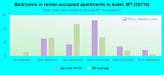 Bedrooms in renter-occupied apartments in Alder, MT (59710) 